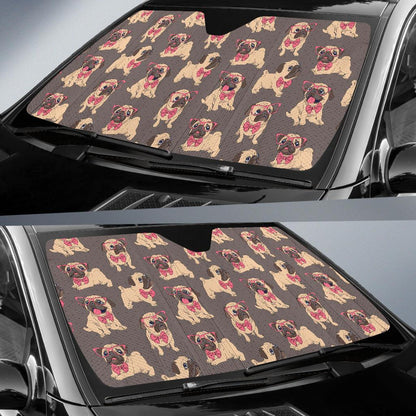 Pug Pattern Print Design A05 Car Sun Shades-JORJUNE.COM
