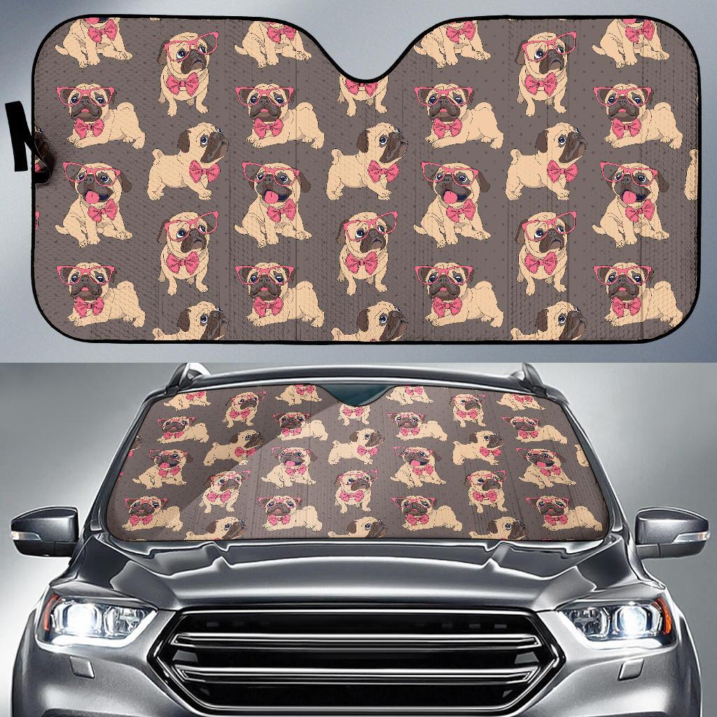 Pug Pattern Print Design A05 Car Sun Shades-JORJUNE.COM
