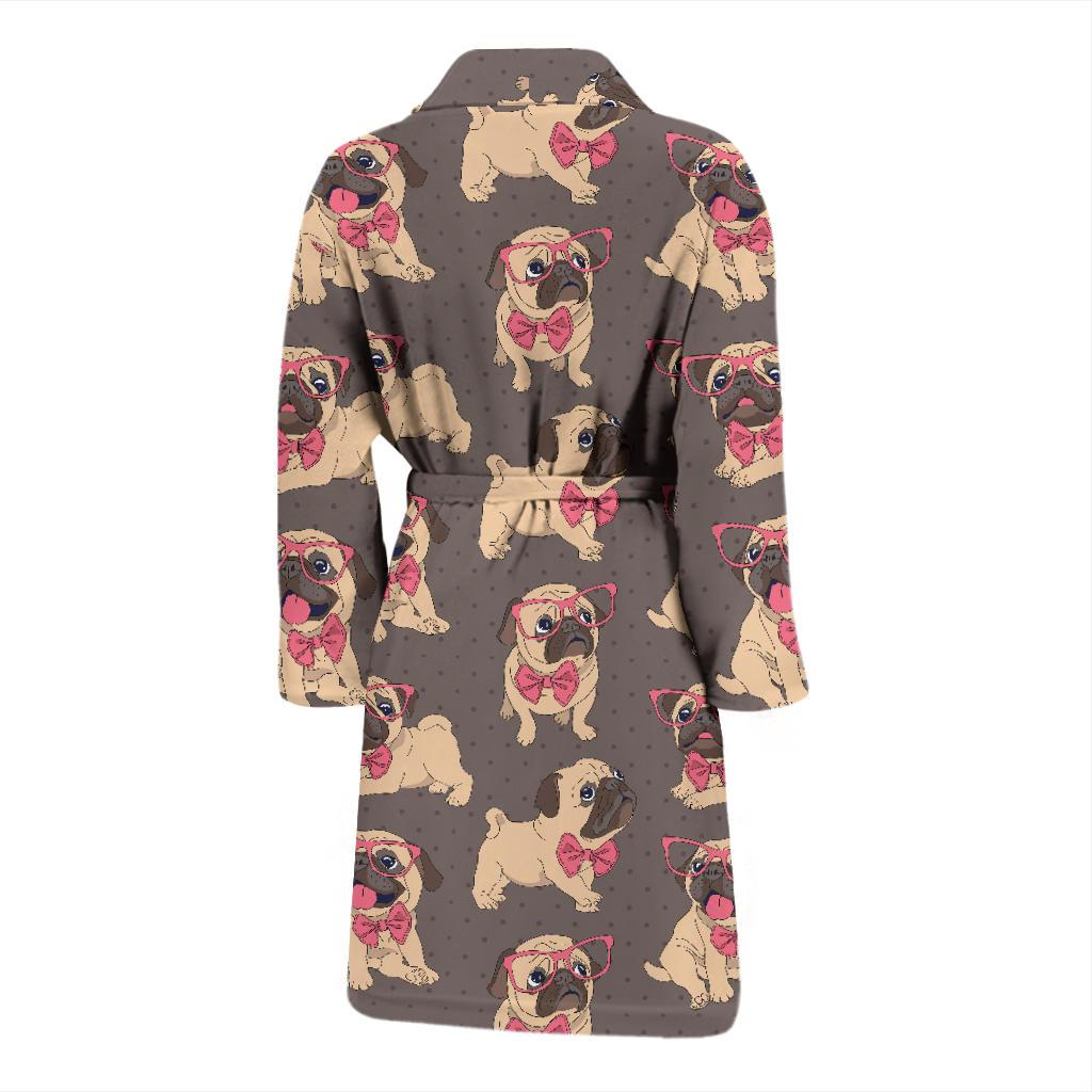 Pug Pattern Print Design A05 Men Bathrobe-JORJUNE.COM