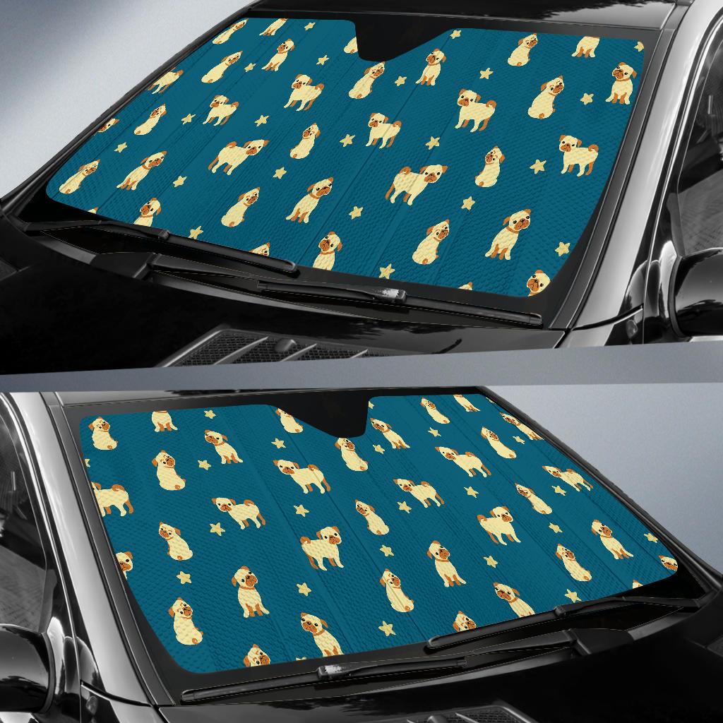 Pug Pattern Print Design A06 Car Sun Shades-JORJUNE.COM