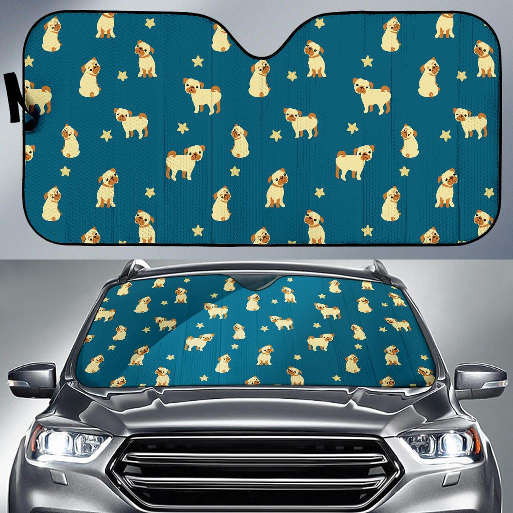 Pug Pattern Print Design A06 Car Sun Shades-JORJUNE.COM