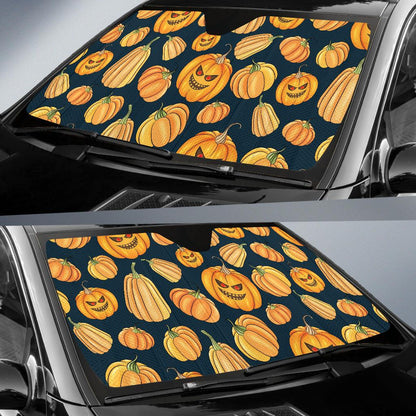 Pumpkin Halloween Pattern Print Design A04 Car Sun Shades-JORJUNE.COM