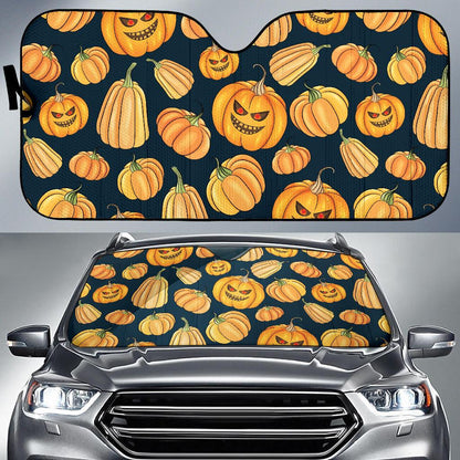 Pumpkin Halloween Pattern Print Design A04 Car Sun Shades-JORJUNE.COM