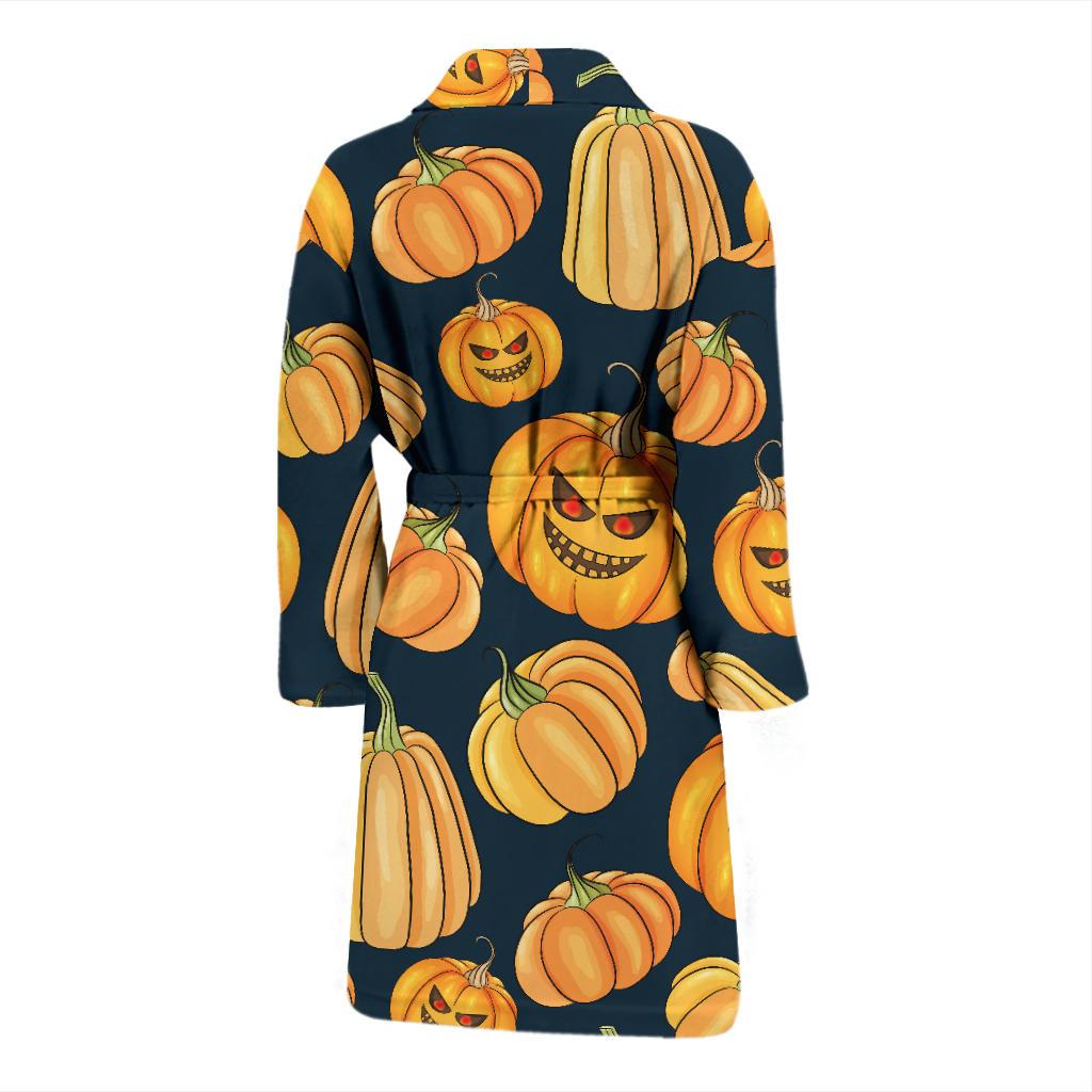 Pumpkin Halloween Pattern Print Design A04 Men Bathrobe-JORJUNE.COM