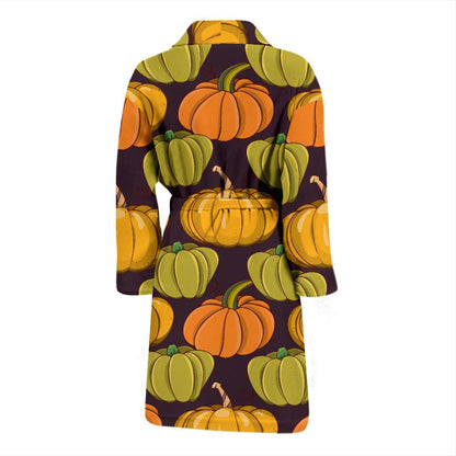 Pumpkin Pattern Print Design A01 Men Bathrobe-JORJUNE.COM