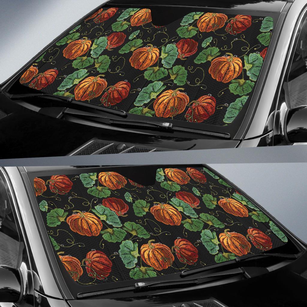 Pumpkin Pattern Print Design A02 Car Sun Shades-JORJUNE.COM