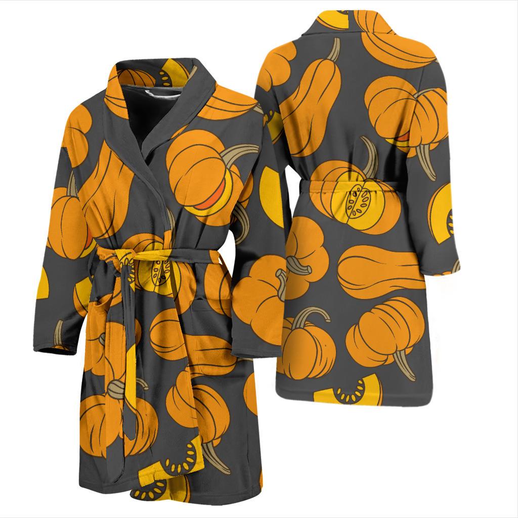 Pumpkin Pattern Print Design A03 Men Bathrobe-JORJUNE.COM
