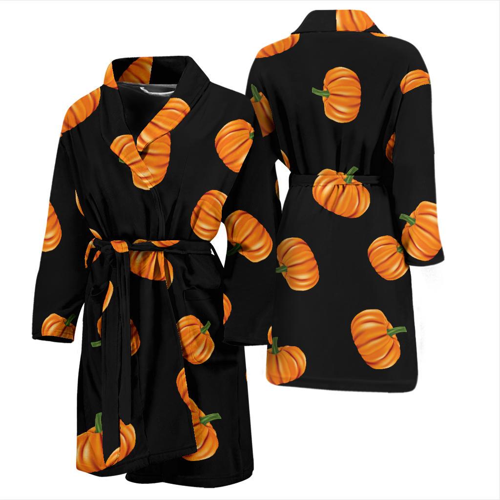 Pumpkin Pattern Print Design A05 Men Bathrobe-JORJUNE.COM
