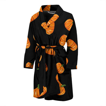 Pumpkin Pattern Print Design A05 Men Bathrobe-JORJUNE.COM