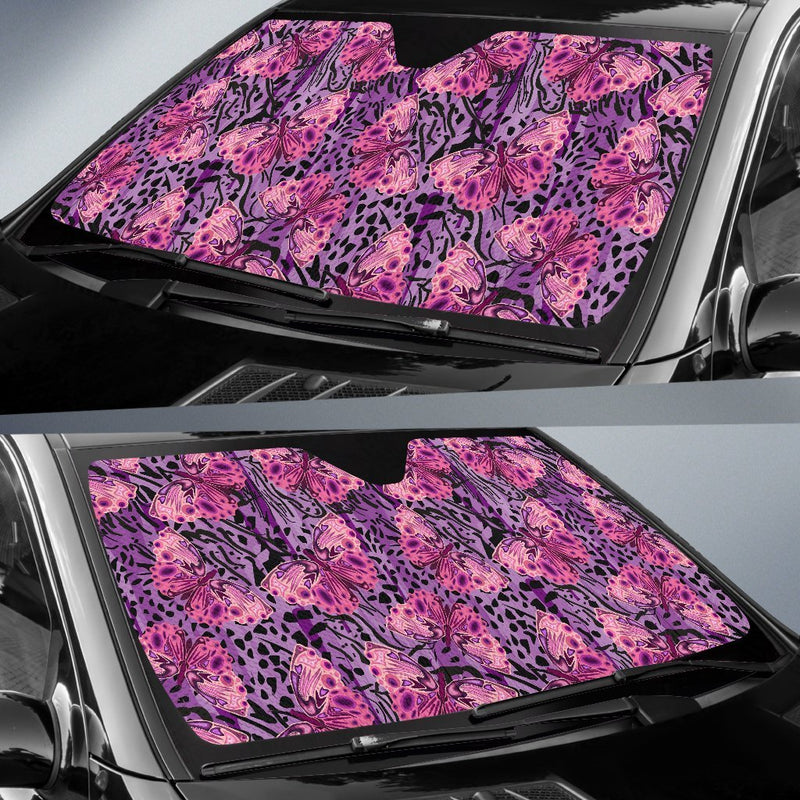 Purple Butterfly Leopard Car Sun Shade-JorJune