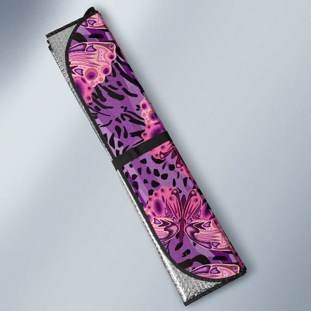 Purple Butterfly Leopard Car Sun Shade-JorJune