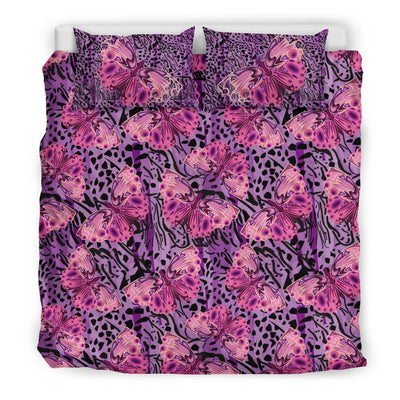 Purple Butterfly Leopard Duvet Cover Bedding Set