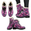 Purple Butterfly Leopard Faux Fur Leather Boots