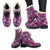 Purple Butterfly Leopard Faux Fur Leather Boots