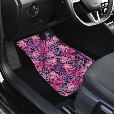 Purple Butterfly Leopard Front and Back Car Floor Mats