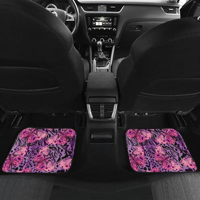 Purple Butterfly Leopard Front and Back Car Floor Mats