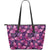 Purple Butterfly Leopard Large Leather Tote Bag