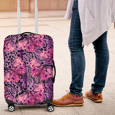 Purple Butterfly Leopard Luggage Cover Protector