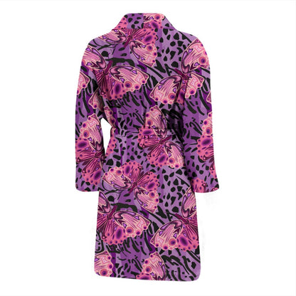 Purple Butterfly Leopard Men Bath Robe