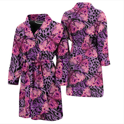Purple Butterfly Leopard Men Bath Robe