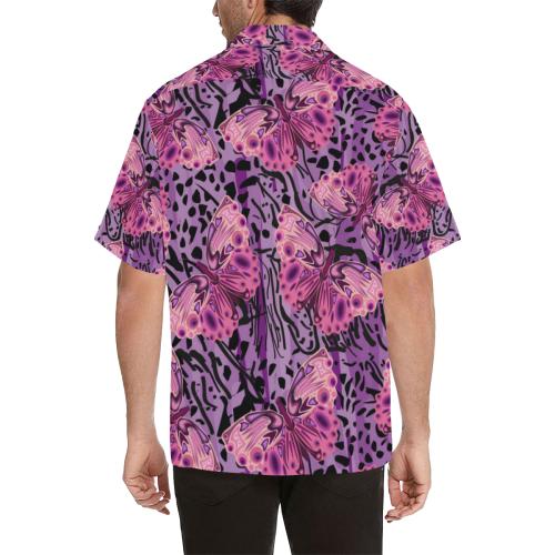 Purple Butterfly Leopard Men Hawaiian Shirt