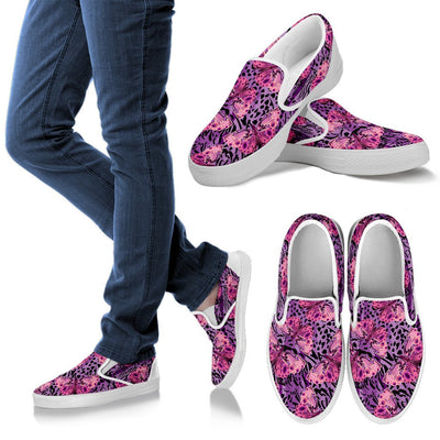 Purple Butterfly Leopard Men Slip On Shoes