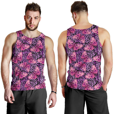 Purple Butterfly Leopard Men Tank Top