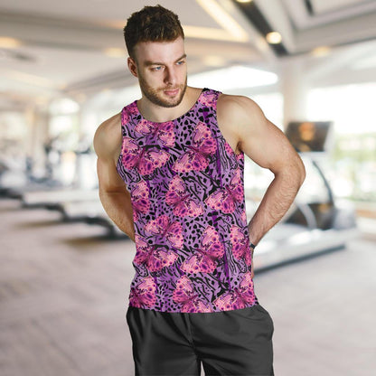Purple Butterfly Leopard Men Tank Top