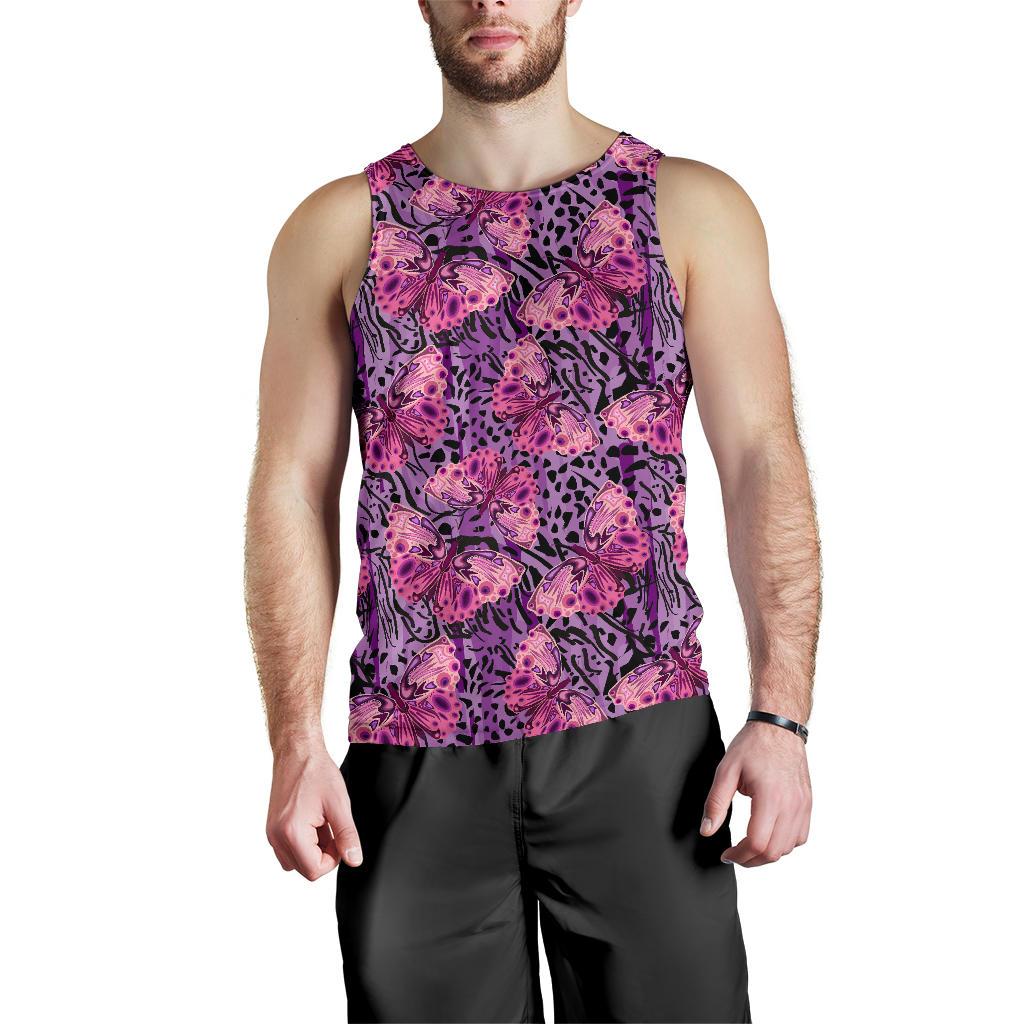 Purple Butterfly Leopard Men Tank Top