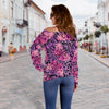 Purple Butterfly Leopard Off Shoulder Sweatshirt