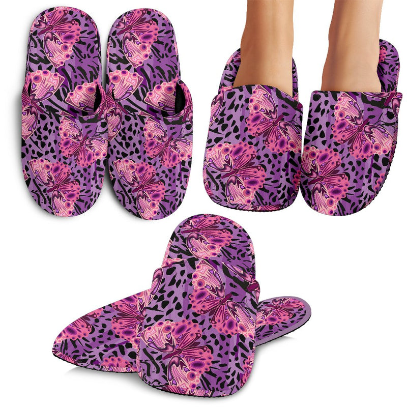 Purple Butterfly Leopard Slippers