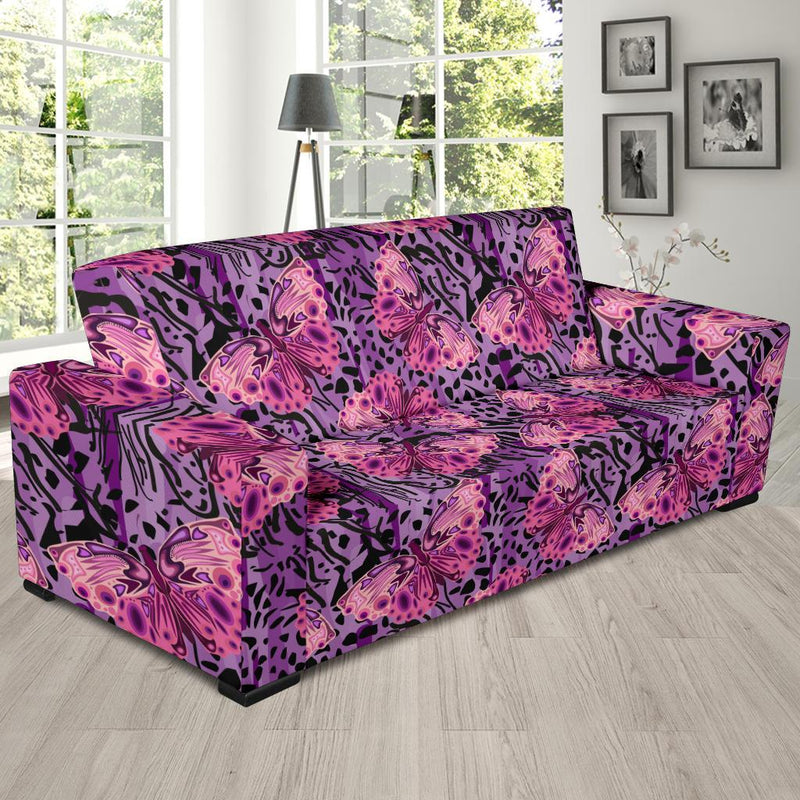 Purple Butterfly Leopard Sofa Slipcover-JORJUNE.COM