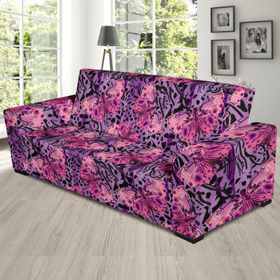 Purple Butterfly Leopard Sofa Slipcover-JORJUNE.COM