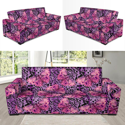 Purple Butterfly Leopard Sofa Slipcover-JORJUNE.COM