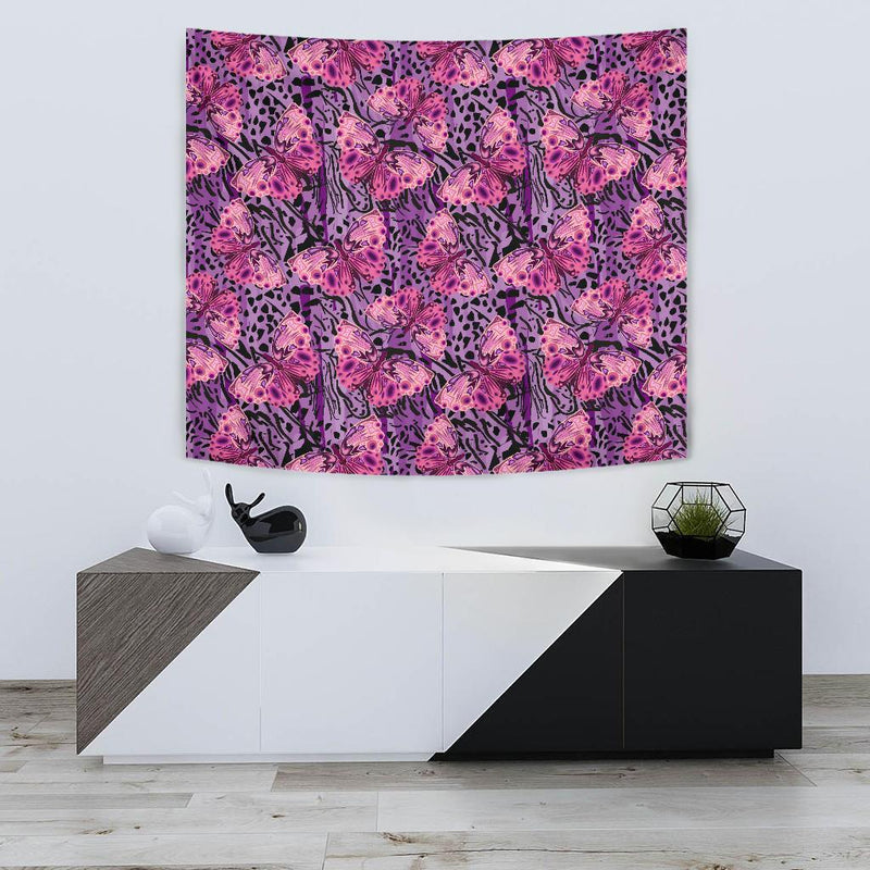 Purple Butterfly Leopard Tapestry