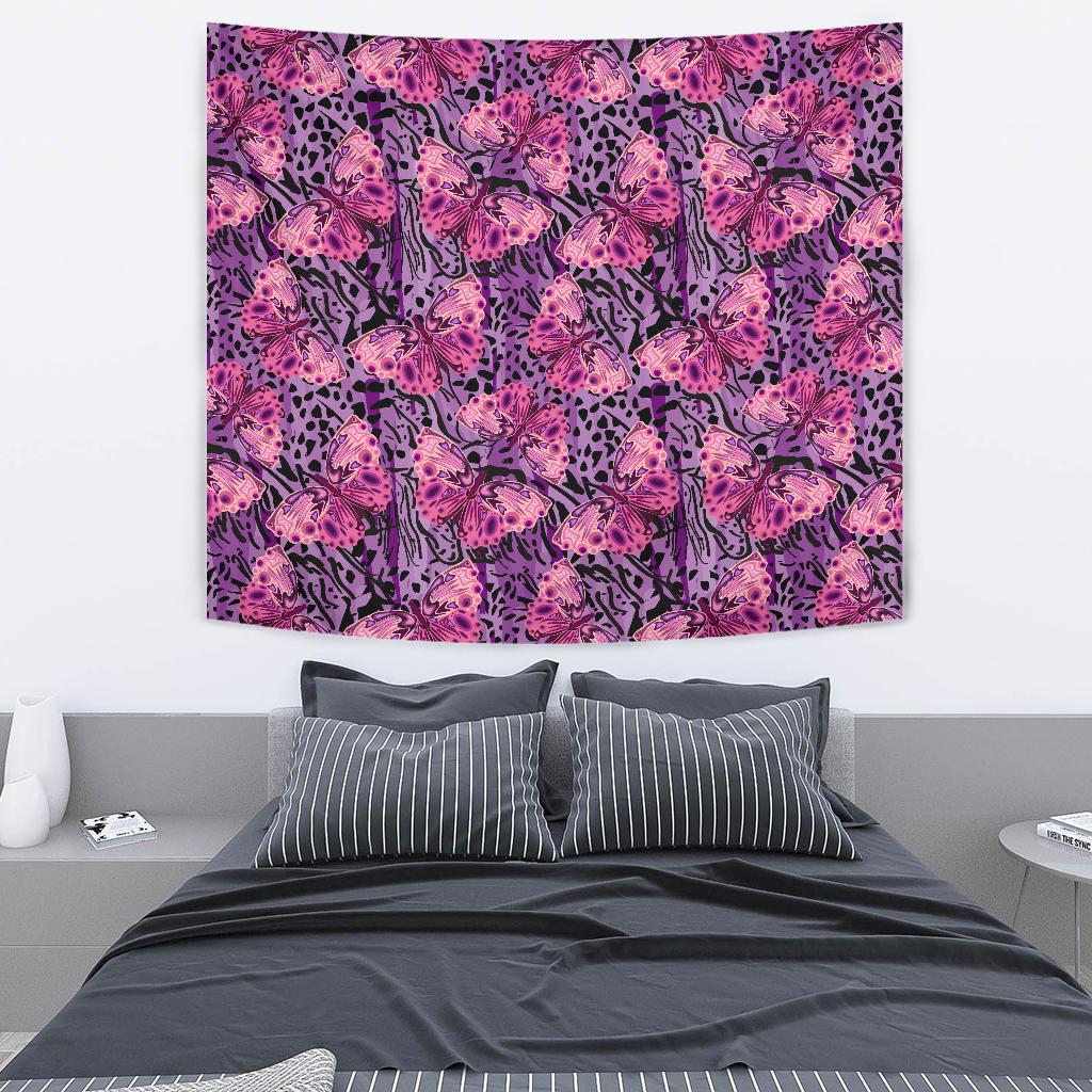 Purple Butterfly Leopard Tapestry