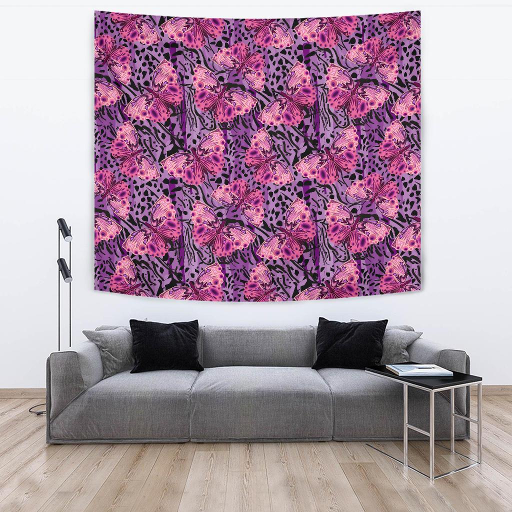 Purple Butterfly Leopard Tapestry