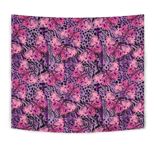 Purple Butterfly Leopard Tapestry