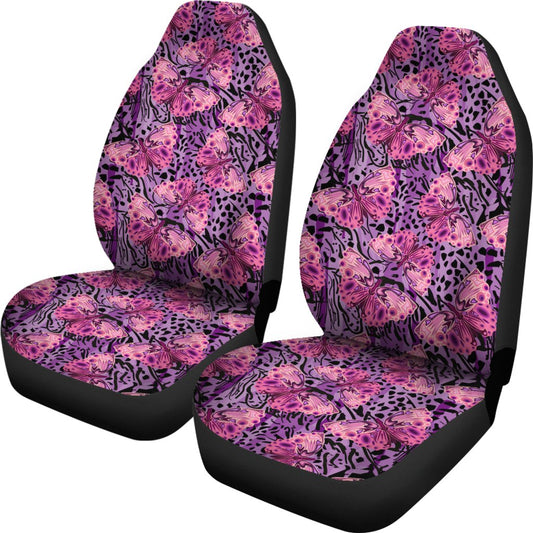 Purple Butterfly Leopard Universal Fit Car Seat Covers