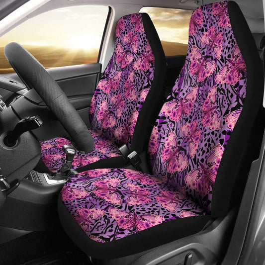 Purple Butterfly Leopard Universal Fit Car Seat Covers