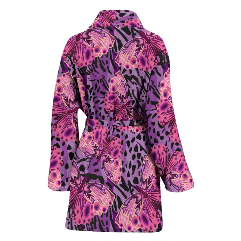 Purple Butterfly Leopard Women Bath Robe