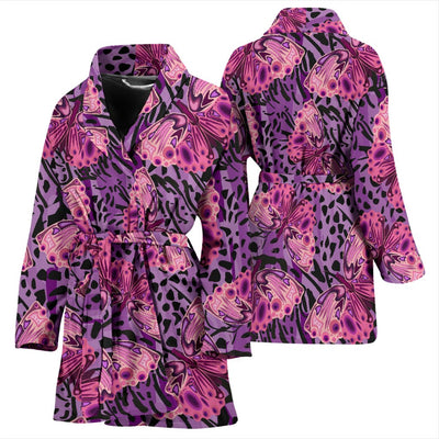 Purple Butterfly Leopard Women Bath Robe