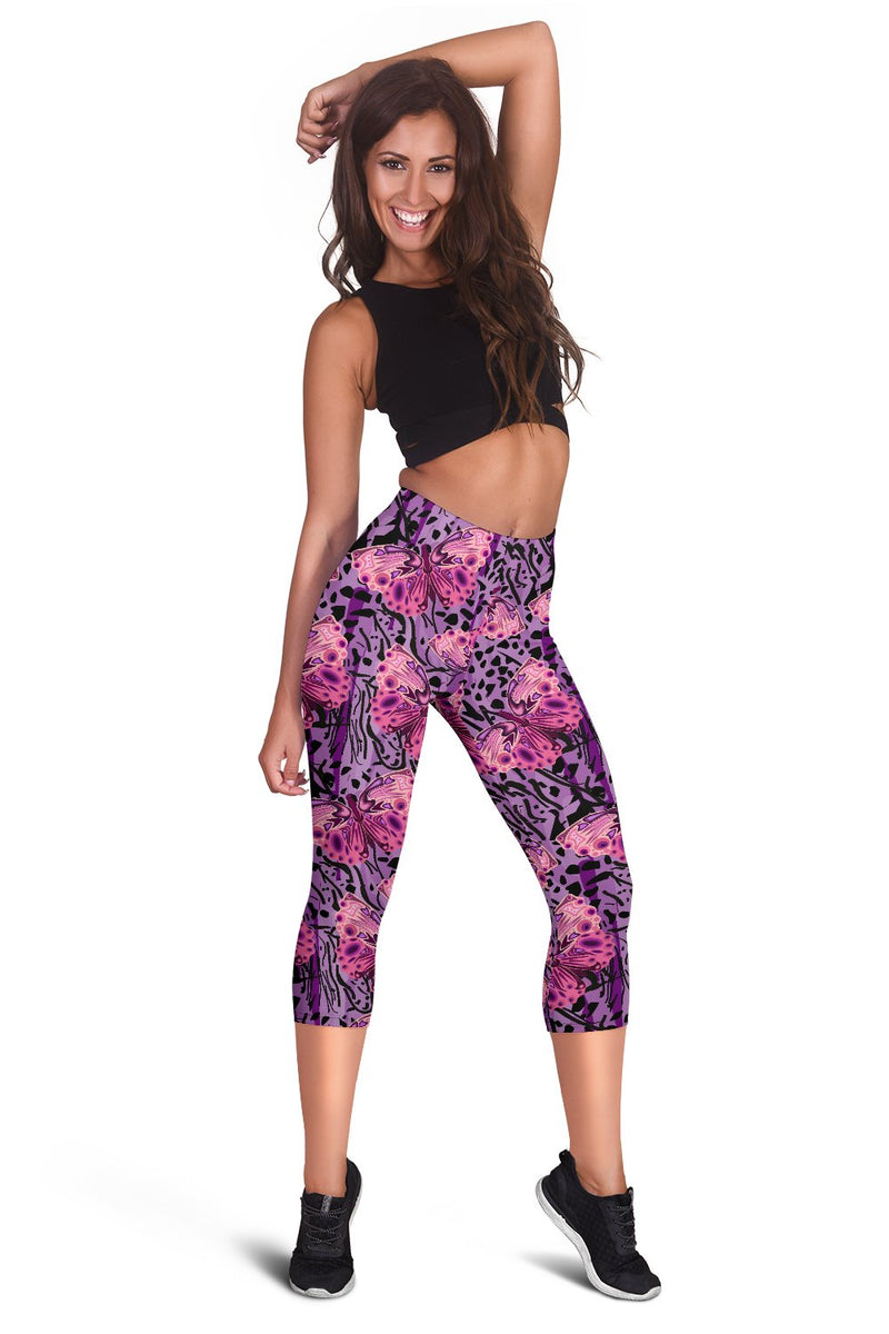 Purple Butterfly Leopard Women Capris