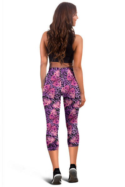 Purple Butterfly Leopard Women Capris