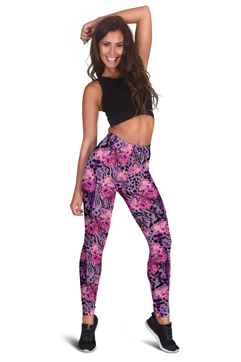 Purple Butterfly Leopard Women Leggings