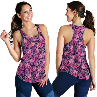 Purple Butterfly Leopard Women Racerback Tank Top