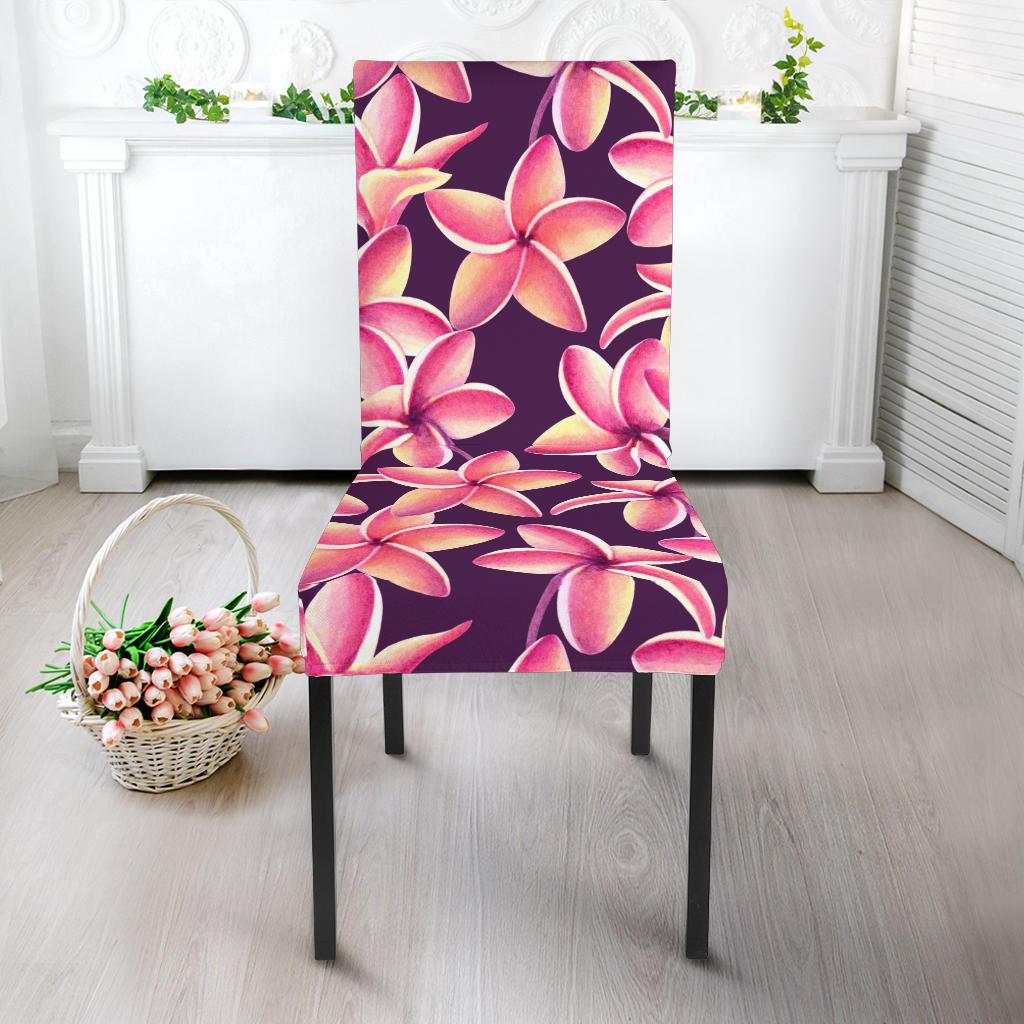 Purple Plumeria Pattern Print Design PM010 Dining Chair Slipcover-JORJUNE.COM