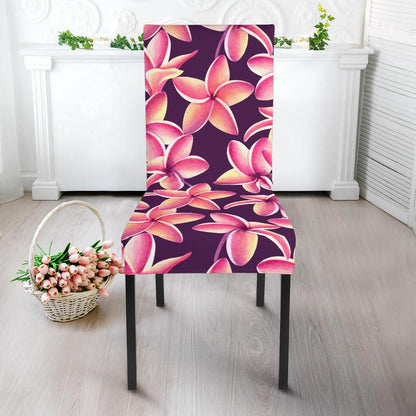 Purple Plumeria Pattern Print Design PM010 Dining Chair Slipcover-JORJUNE.COM