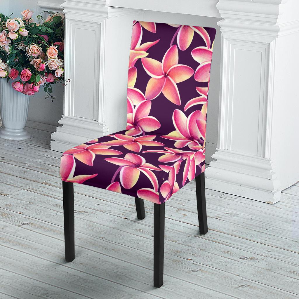 Purple Plumeria Pattern Print Design PM010 Dining Chair Slipcover-JORJUNE.COM