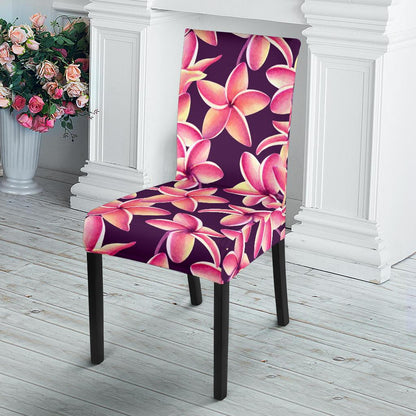 Purple Plumeria Pattern Print Design PM010 Dining Chair Slipcover-JORJUNE.COM